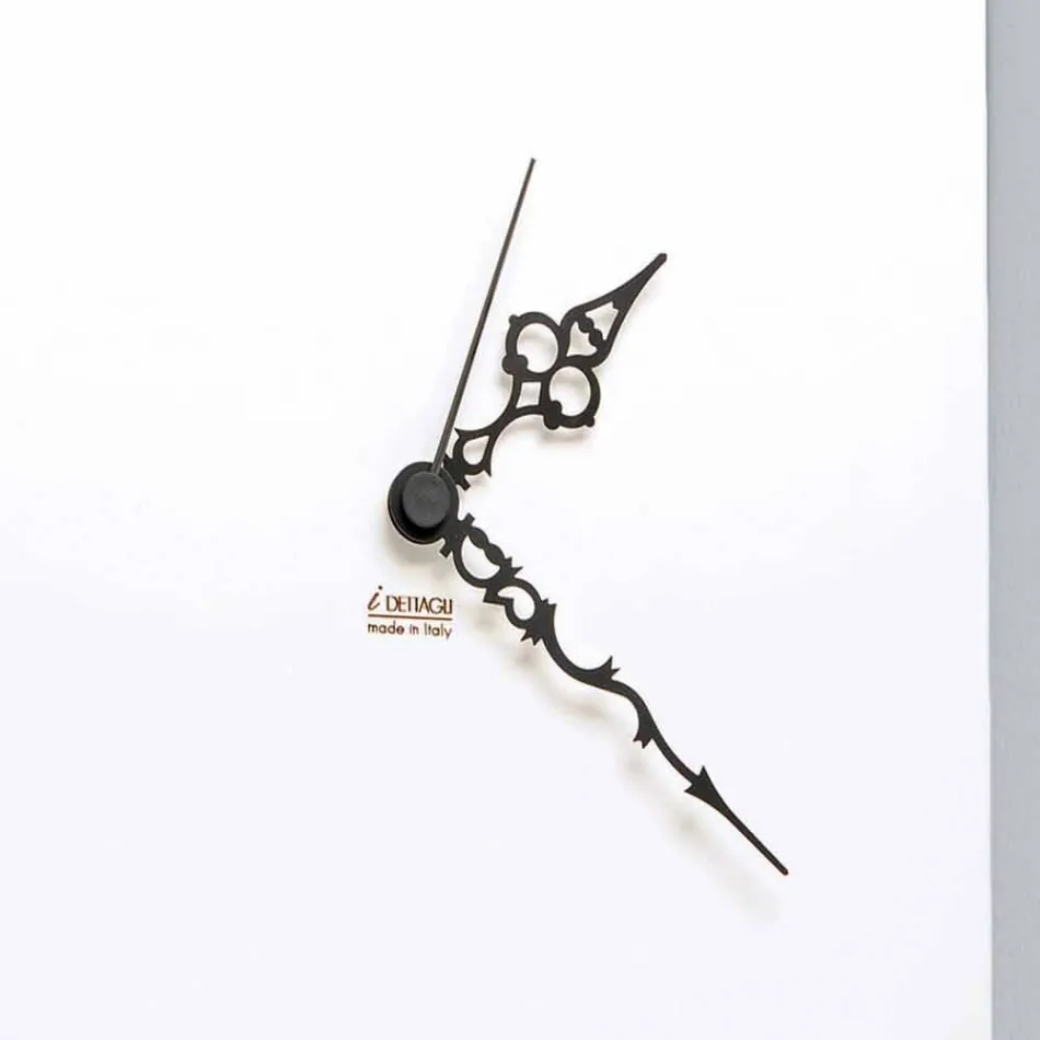 Square White Wooden Wall Clock with Modern Rose Decoration - Bucaneve Viadurini