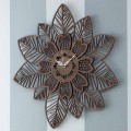 Wall Clock in Light or Dark Wood with a Modern Flower Design - Aquilegia