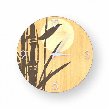 Atina wall clock in decorated wood, design made in Italy