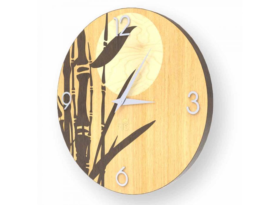 Atina wall clock in decorated wood, design made in Italy