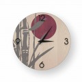 Atina design wall clock in decorated wood, produced in Italy 