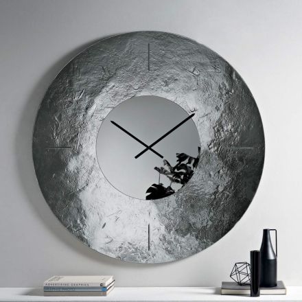 Cinzia - Hammered Back-Silvered Fused Glass Wall Clock Made in Italy Viadurini
