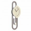 Wall Pendulum Clock Modern Design in Beige and Brown Wood - Paperclip