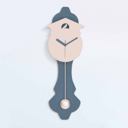 Modern Gray and Pink Design Wall Pendulum Clock in Wood - Cuckoo Viadurini