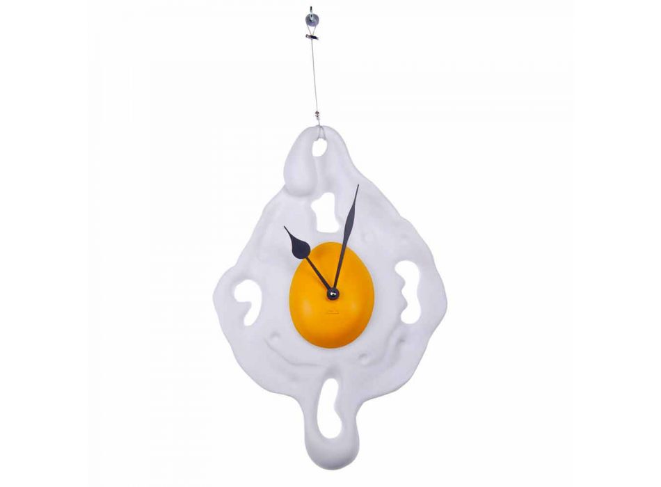 Egg Design Wall Clock in Hand Painted Resin Made in Italy - Eggo Viadurini