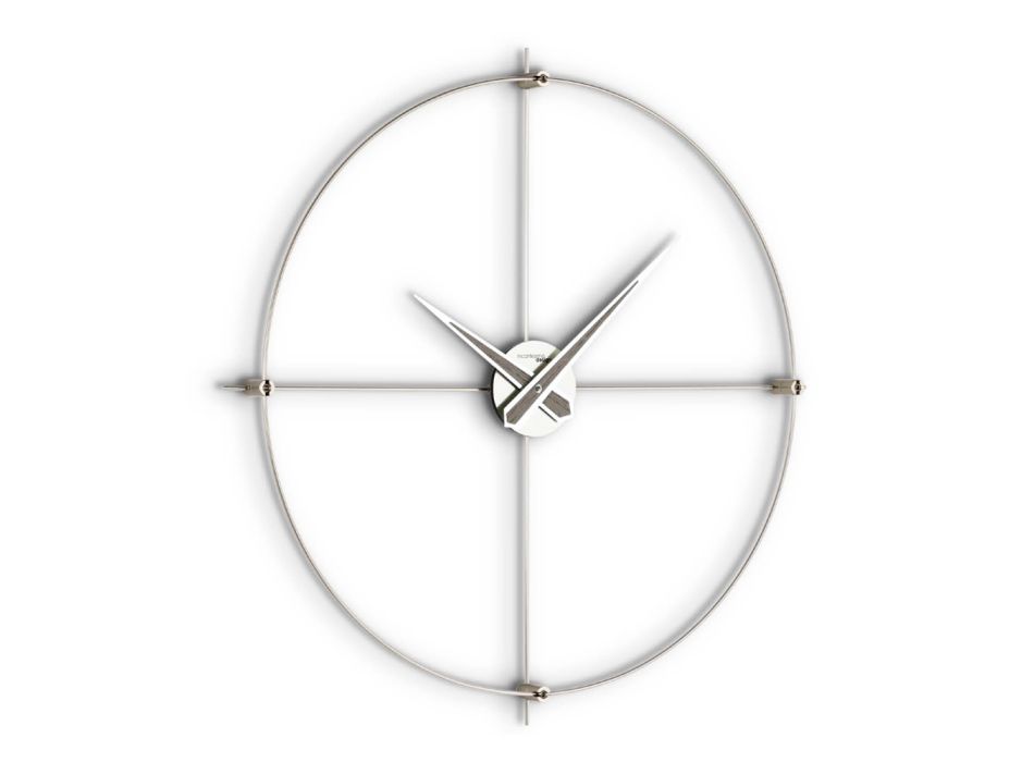 Wall Clock in Satin Steel with Chromatic Details Made in Italy - Lucky Viadurini