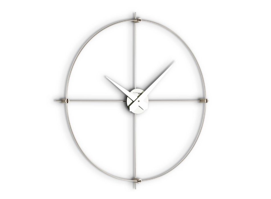 Wall Clock in Satin Steel with Chromatic Details Made in Italy - Lucky Viadurini