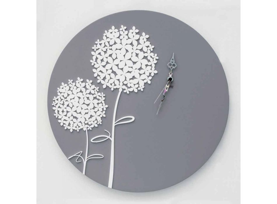 Modern Design Round Decorated Gray Wood Wall Clock - Shower Head Viadurini