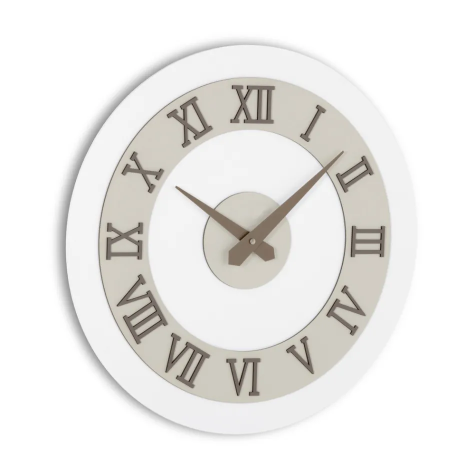 MDF Wall Clock and Roman Numerals in Linen Relief - Chronoform Viadurini