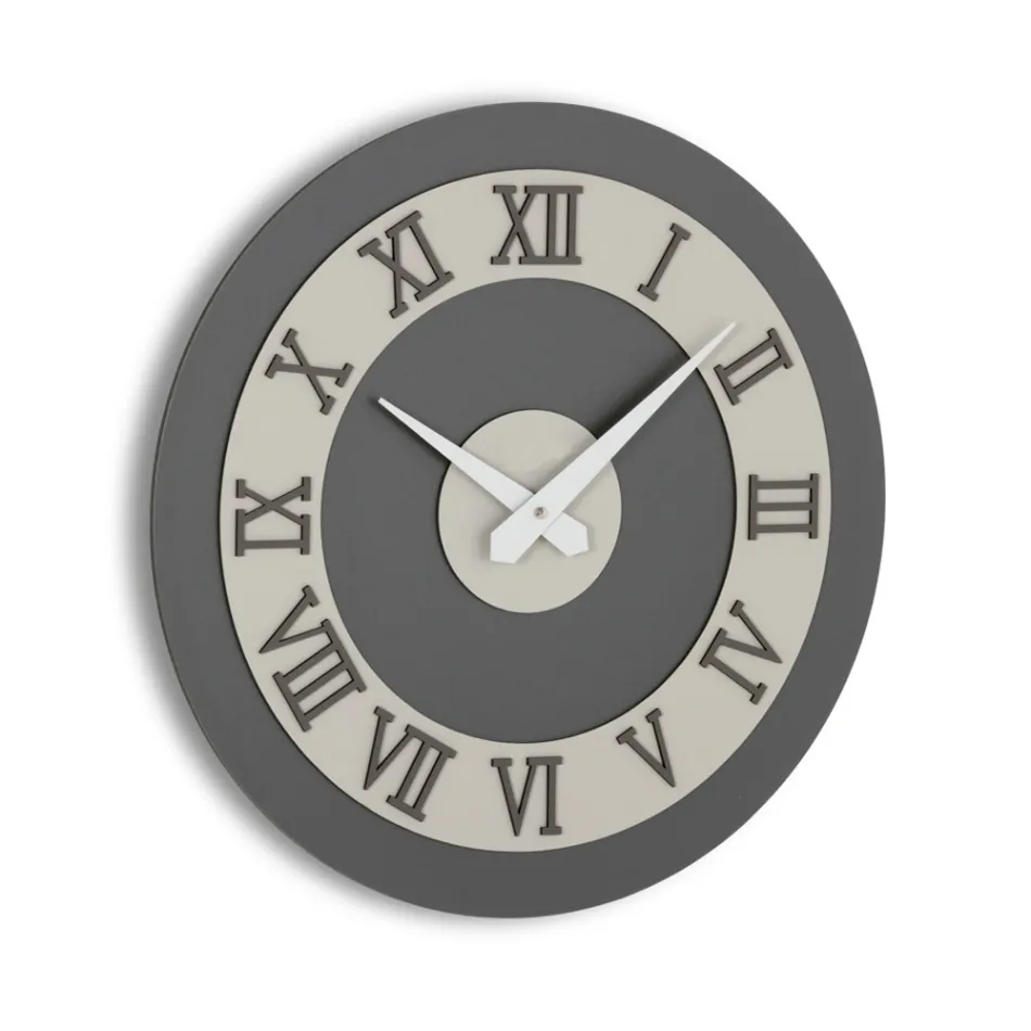MDF Wall Clock and Roman Numerals in Linen Relief - Chronoform Viadurini