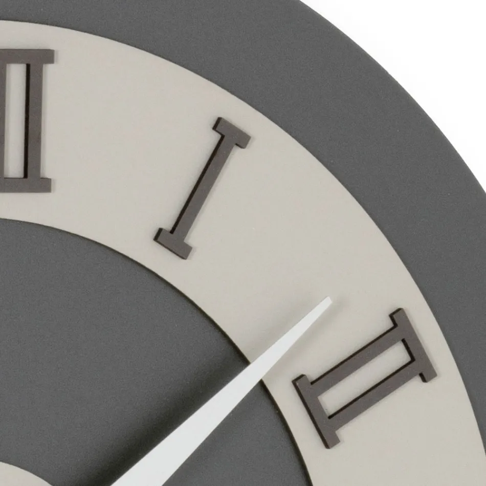 MDF Wall Clock and Roman Numerals in Linen Relief - Chronoform Viadurini