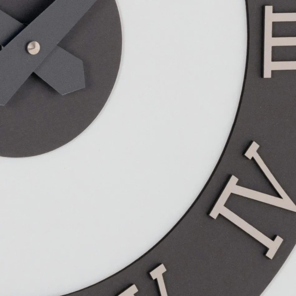 MDF Wall Clock and Roman Numerals in Linen Relief - Chronoform Viadurini