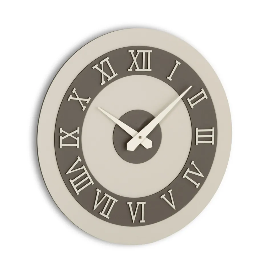 MDF Wall Clock and Roman Numerals in Linen Relief - Chronoform Viadurini