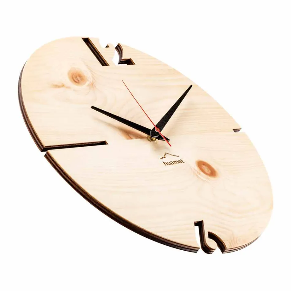 Round Wall Clock in Oak, Pine or Walnut Wood Made in Italy - Bethel Viadurini