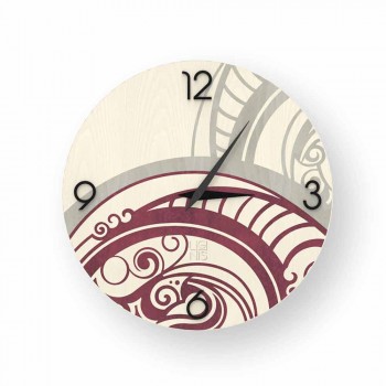 Adro abstract design wall clock made of wood, made in Italy