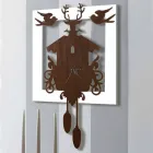 Modern Design Wall Clock in Decorated Dark Wood and White - Fairy Tale Viadurini