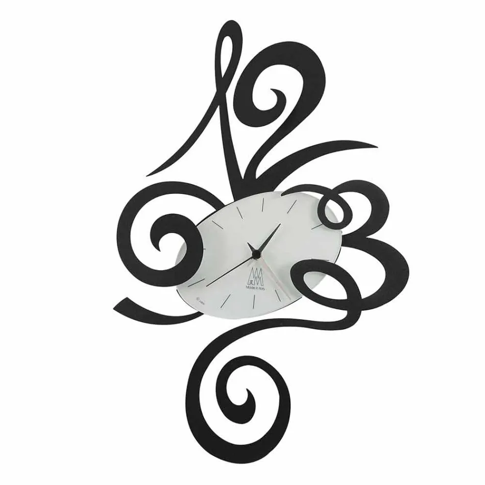 Wall Clock in Black Iron, Aluminum or Red Made in Italy - Rosbif Viadurini