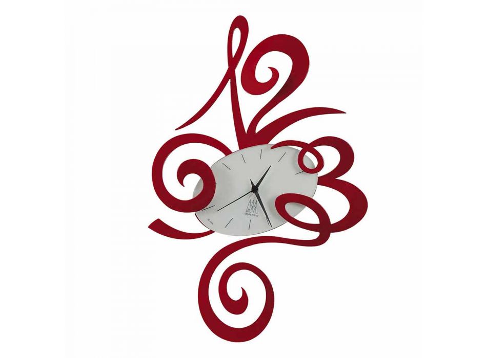 Wall Clock in Black Iron, Aluminum or Red Made in Italy - Rosbif Viadurini