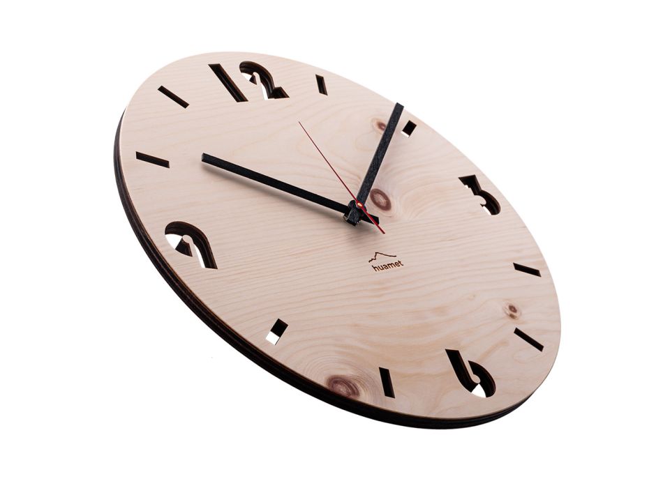 Wall clock in Swiss pine wood made in Italy Andrea Viadurini