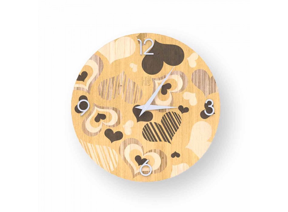 Wall clock in Cles design wood, made in Italy Viadurini
