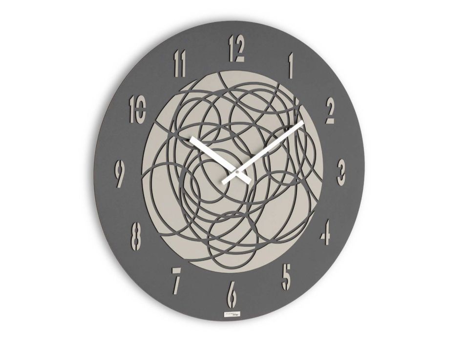 Wall Clock in MDF and Layered Pressed Linen Made in Italy - Safe Viadurini