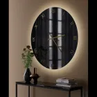Black Gold Marble Effect Glass Wall Clock with Brass Hands - Cortex Viadurini