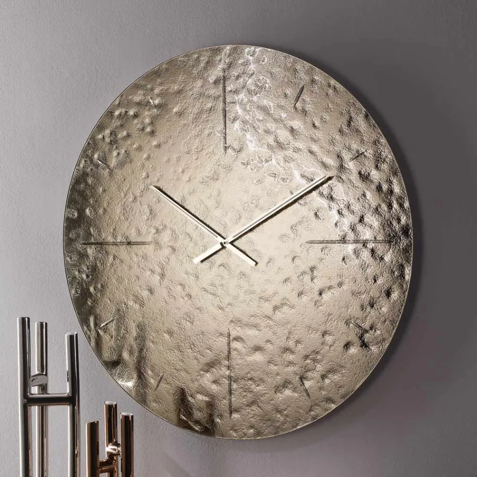 Wavy Fused Glass Wall Clock with Brass Hands - Radia Viadurini