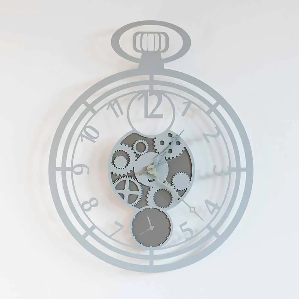 Modern Circular Wall Clock in Colored Iron Made in Italy - Cherry Viadurini