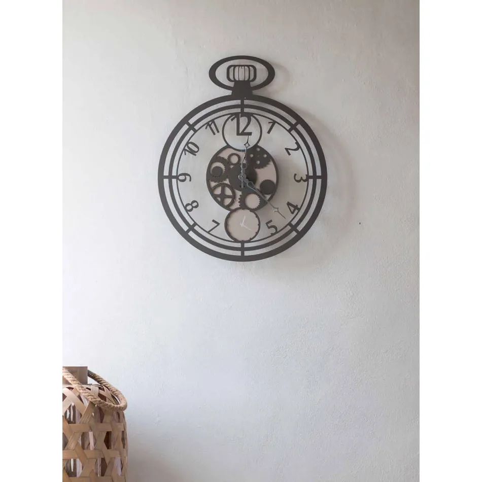 Modern Circular Wall Clock in Colored Iron Made in Italy - Cherry Viadurini