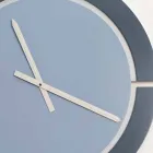 Modern Design Round Wall Clock in Avio Blue White Wood - Savio Viadurini