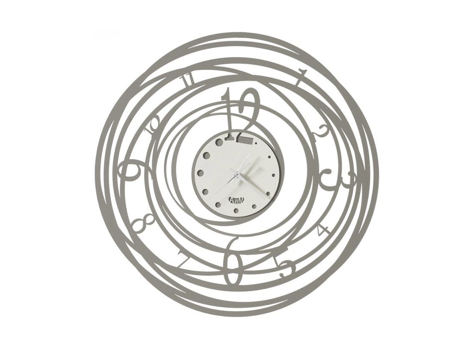 Round Wall Clock in Iron Decorated Design in 3 Colors - Doric Viadurini