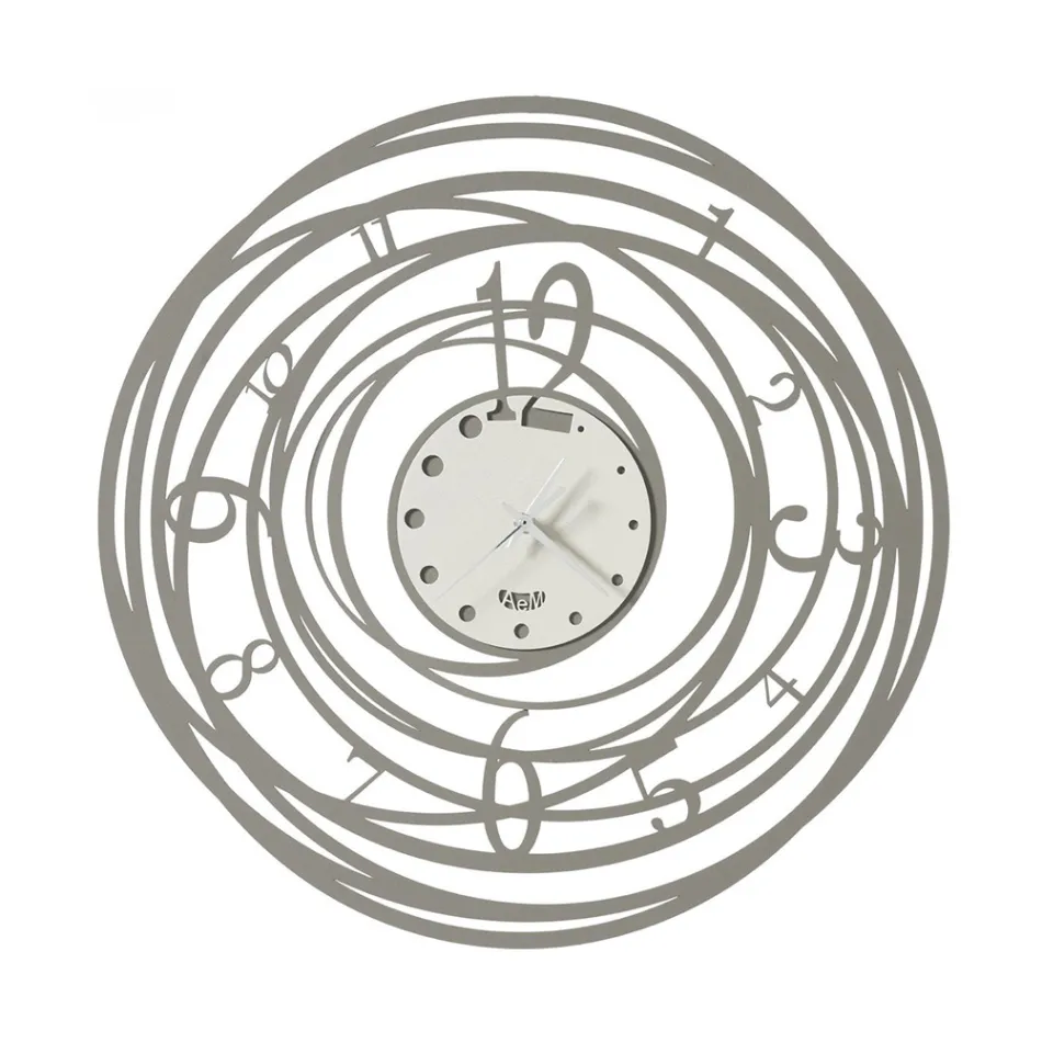 Round Wall Clock in Iron Decorated Design in 3 Colors - Doric Viadurini