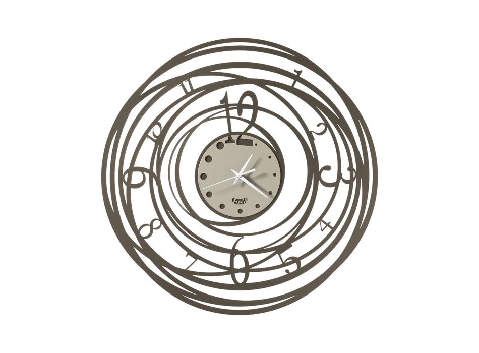 Round Wall Clock in Iron Decorated Design in 3 Colors - Doric Viadurini