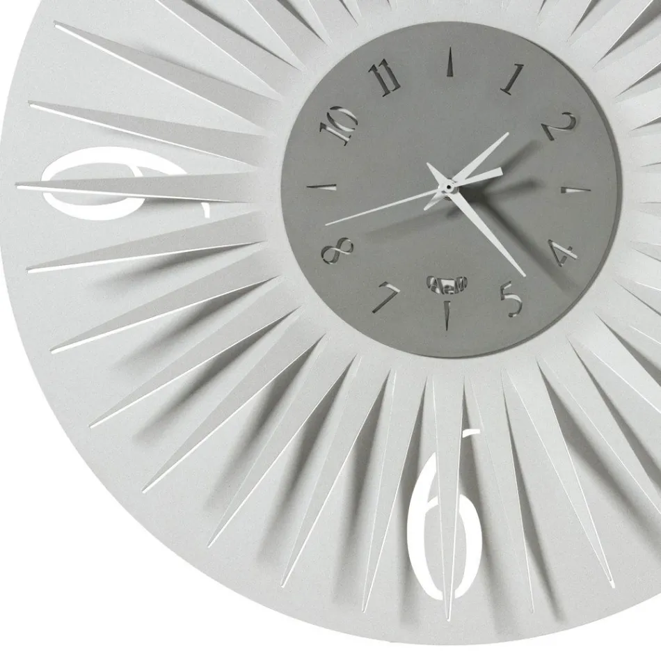 Round Wall Clock in Iron Three-Dimensional Design 2 Colors - Heco Viadurini