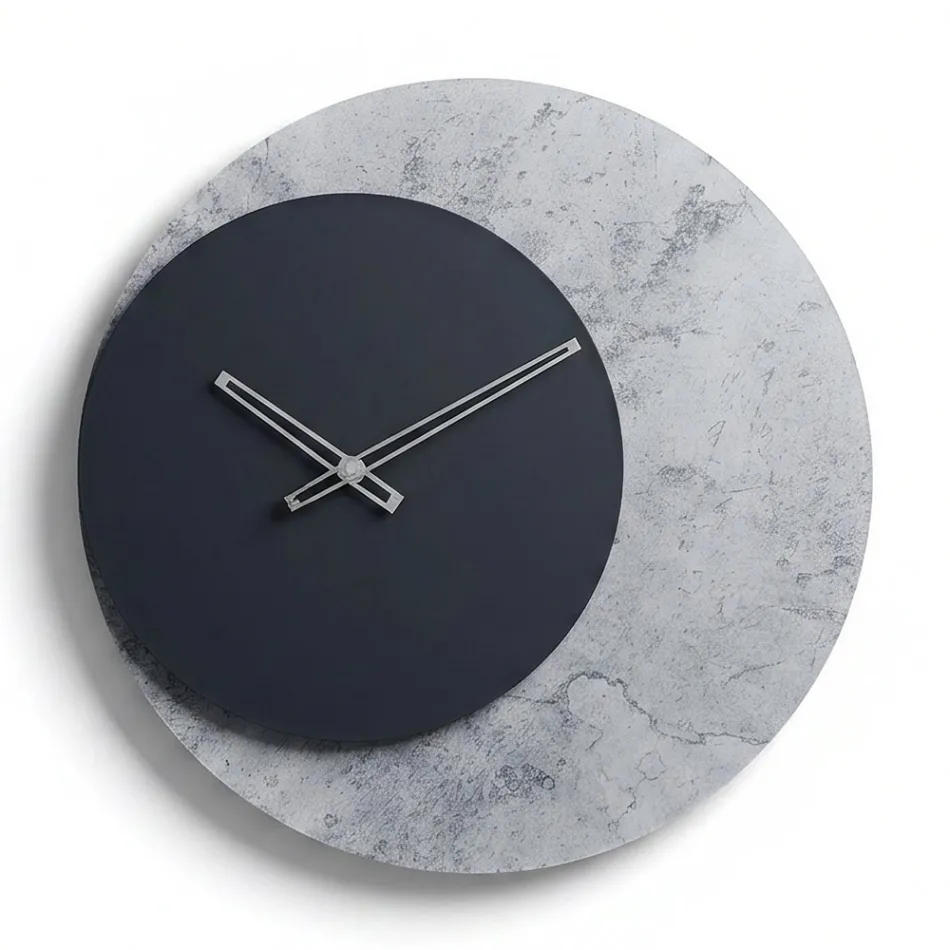 Elara Round Wall Clock in Printed Methacrylate Made in Italy Viadurini