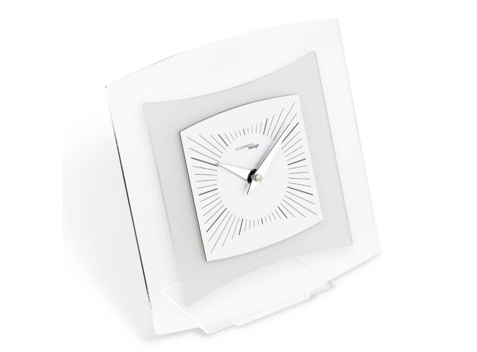 Table Clock in Transparent and Bisatin Methacrylate Made in Italy - Glad Viadurini