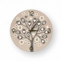 Tree Of Heart modern design wall clock made of wood, produced in Italy