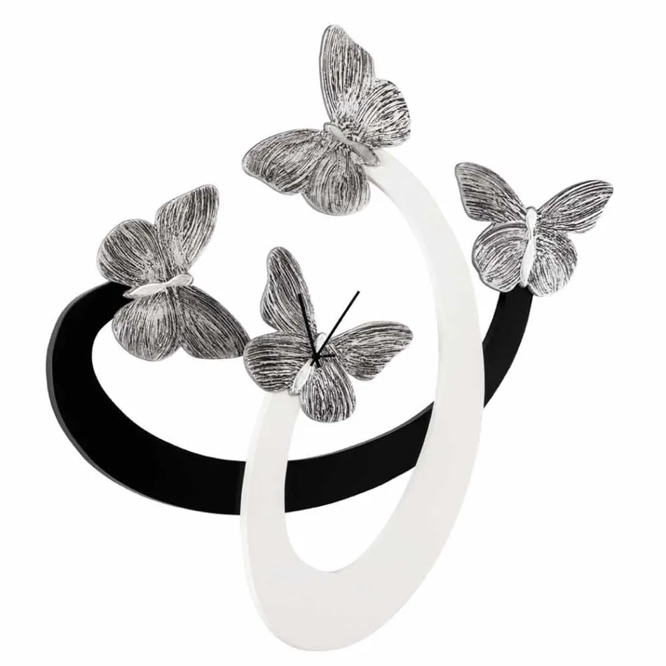 Designer wall clock ivory / black handmade in Italy Zenia Viadurini