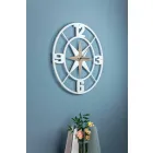 Large Design Wall Clock in White and Brown Shabby Wood - Hinge Viadurini
