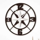Large Design Wall Clock in White and Brown Shabby Wood - Hinge Viadurini