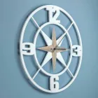 Large Design Wall Clock in White and Brown Shabby Wood - Hinge Viadurini