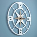 Large Design Wall Clock in White and Brown Shabby Wood - Hinge