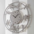 Large Wall Clock Modern Design in Round Colored Wood - Birds