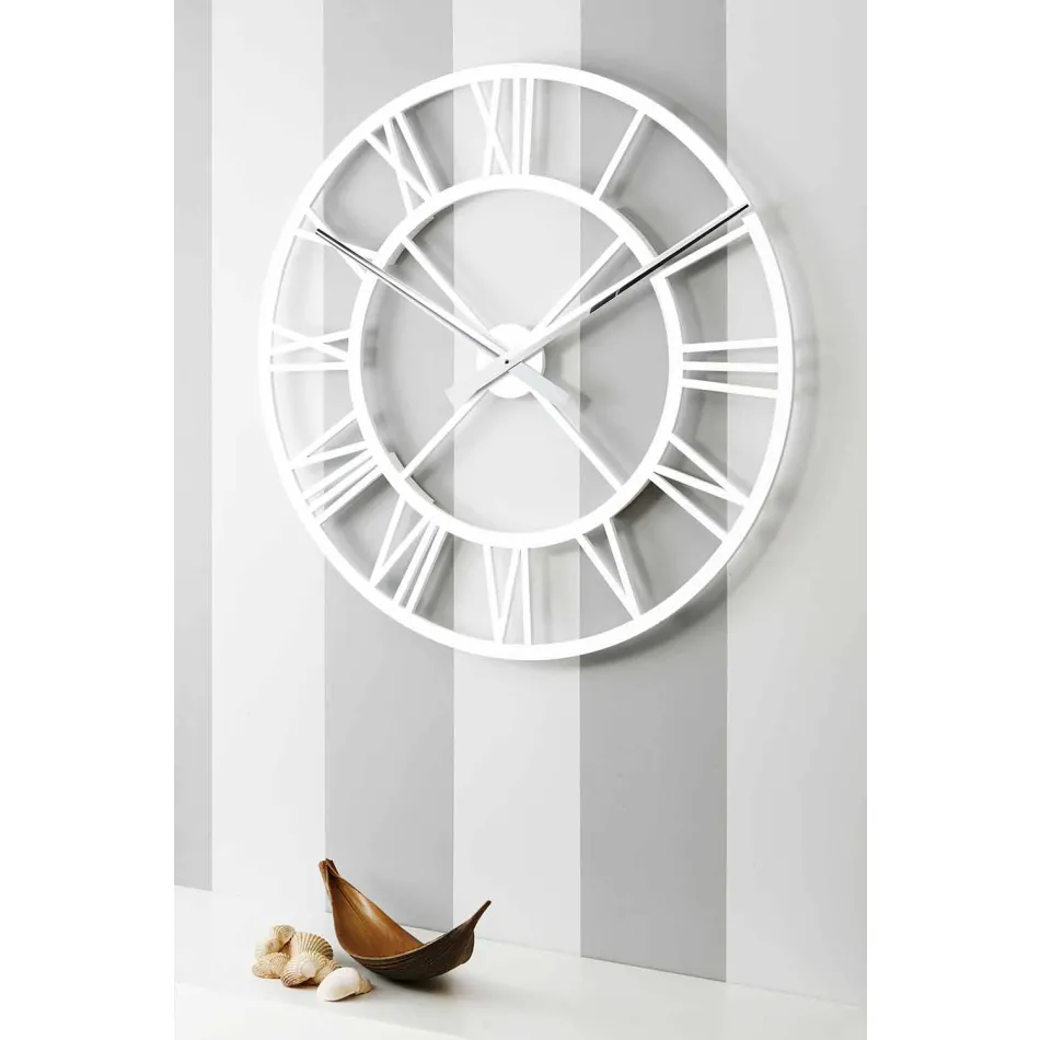 Large Shabby Wall Clock in Vintage Round Design Wood - Arrigo Viadurini