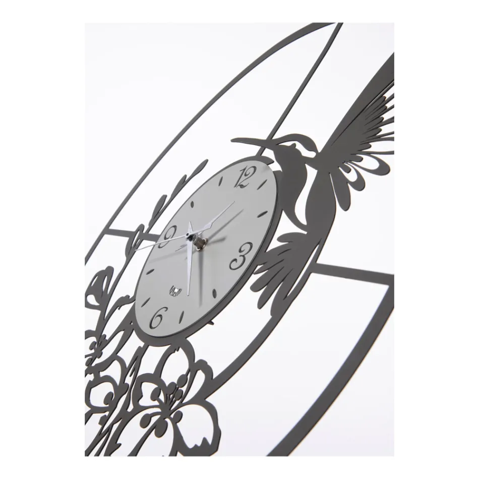 Iron Clock with Hummingbird Decoration Made in Italy - Virgin Viadurini