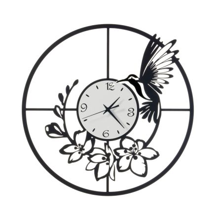 Iron Clock with Hummingbird Decoration Made in Italy - Virgin Viadurini