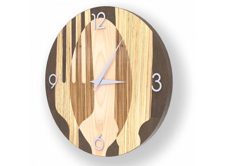 Agra modern wall clock in wood, made in Italy