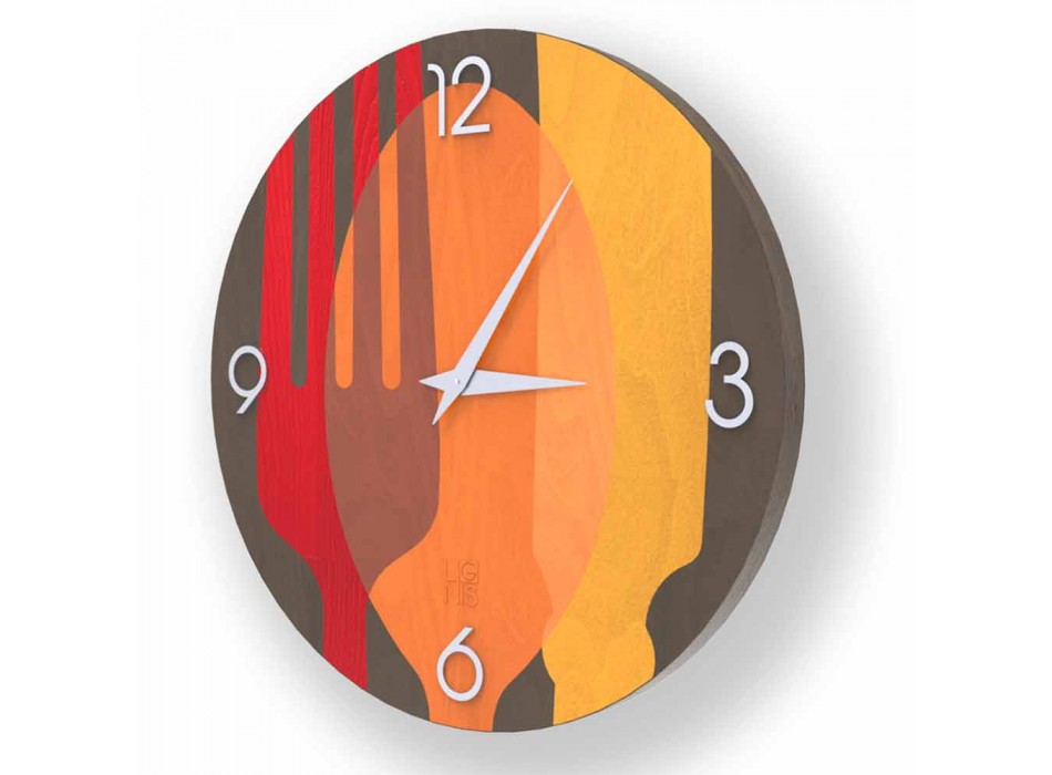 Agra modern wall clock in wood, made in Italy
