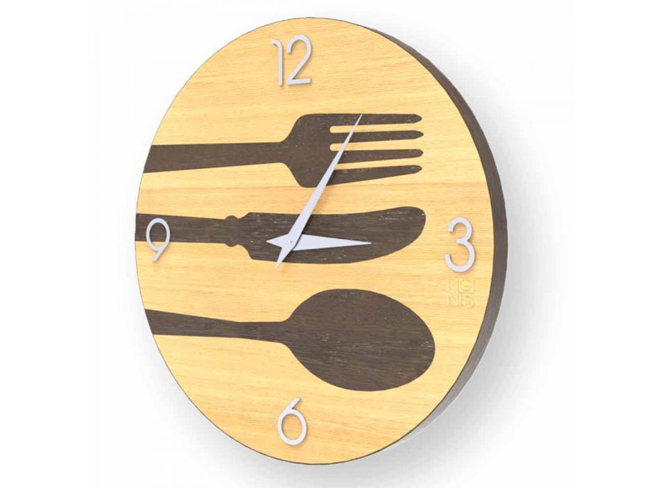 Clivio modern wooden wall clock, made in Italy Viadurini