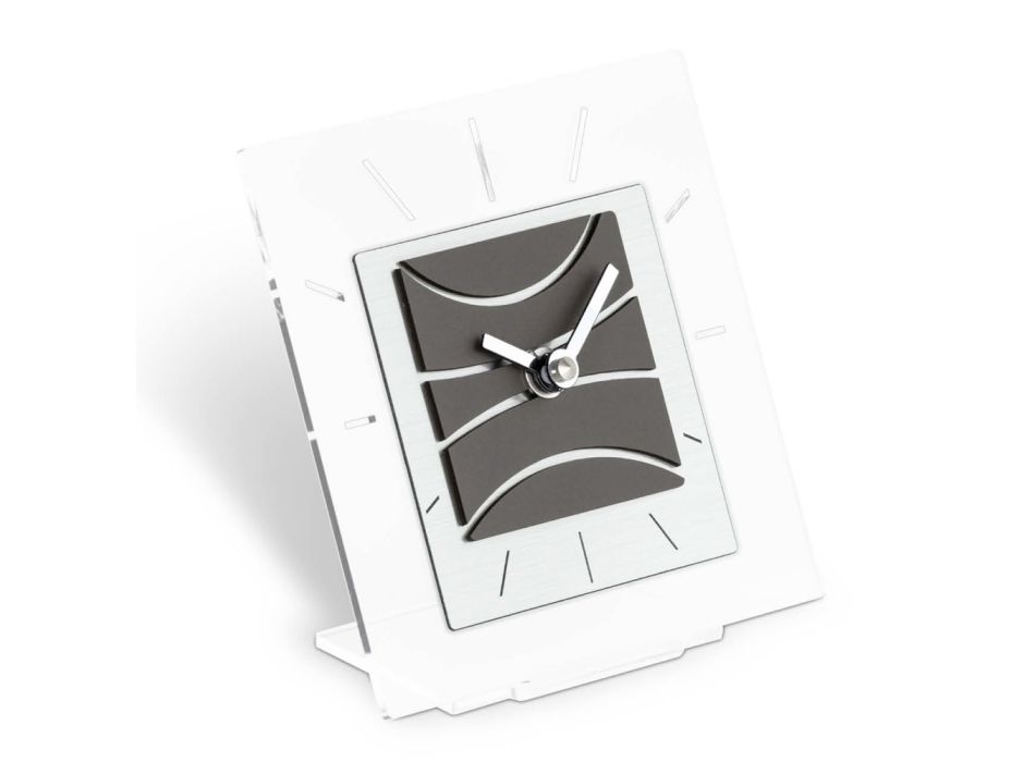 Square Table Clock in Transparent Methacrylate Made in Italy - Strange Viadurini